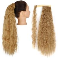 MISSQUEEN sintetinis kukurūzų banguotas ilgas arklio uodegos plaukų įvyniojimas ant Clip plaukų priauginimo Ombre Brown Pony Tail Blonde Fack Hair 22inches beige