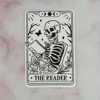 The Reader - tarot style sticker Durable for Laptop, Car, Luggage, Skateboard & More - Perfect for Teens, Adults, Creative Decor & Gifting 5PC white