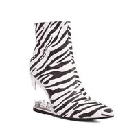 Madingi tuščiaviduriai tigro danties formos kulno dizaino trumpi batai Nauji madingi moteriški aulinukai su leopardo rašto ir zebro rašto užtrauktuku Dydis 46 41 white