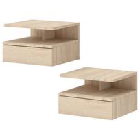 Set Of Two Floating Bedside Tables Oak