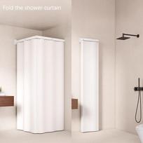 L Shape Folding Shower Curtain Suction Cup No Drilling Bathroom Dry and Wet Separation Waterproof Toilet Corner Shower Partition (as the picture,100x180cm)