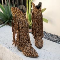 Independent station women's boots autumn and winter new fringed fashion boots sexy retro western boots 42 leopardo rašto spalva