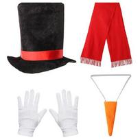 Christmas Snowman Costume Accessories with Carrot Nose Scarf Gloves Pompoms Balls Tutu Skirt Winter Frosty Costumes black