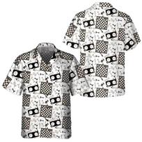 Cool Chess  Printed Shirts For Men Clothes Knight Graphic Beach Shirts Funny Black White Game Short Sleeve Casual Streetwear S gray