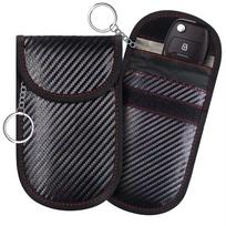 Custom 2-piece Key Buckle Bag Car RFID signal Shielding Anti Hacker Protective Cover Anti-theft Carbon Fiber Leather Key Bag juoda