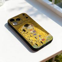 The Kiss Gustav Klimt ART Phone Case For iPhone 11,12,13,14,15,16,17,Pro,Max,Plus,E,SE4,Air,Mini Black Soft Cover iPhone13PRO brown