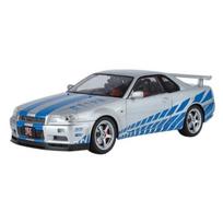 1/18 Nissan GTR R34 Skyline Supercar Alloy Metal Diecast Model Car Miniature Vehicle Toy with Light and Sound Large Collection