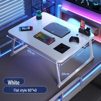 Compact Foldable Bedside Laptop Desk for Dorms - E-Sports Style Carbon Fiber Study Table white