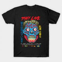 Retro Sic-Fi They Live Gift T Shirt 0529 John Carpenter Vintage Horror movie Alien Graphic clot S blue