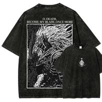 Dark Souls Artorias the Abysswalker Vintažiniai skalbti Oversize Unisex Streetwear Marškinėliai Moterims Ir Vyrams Marškinėliai L gray