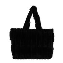 Autumn and winter new textured fashion hand carry plush women's bag casual portable tote bag black