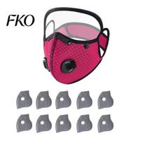 Outdoor Face Guard Reusable Carbon Filter Dust Mask with Adjustable Goggles, 6-Layer Protection 10 Filters, Breathing Valve, Eye