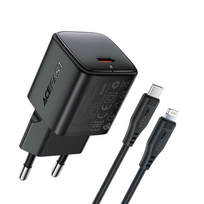 Įkroviklis Acefast A117 20W GaN USB-C + USB-C to Lightning 1.2m cable juodas