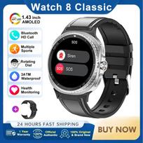 Naujas laikrodis 8 Ultra Classic GPS Kompasas NFC Išmanusis laikrodis 46mm Versija AMOLEL Besisukantis ciferblatas BT skambutis 3ATM Vandeniui atsparus Laikrodis 7 Atnaujintas