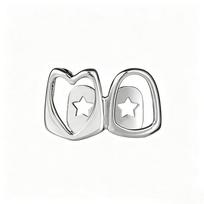 Hip Hop Hollow Heart Tooth Grillz For Women Gold Color Daily Wearable Tooth Jewelry Dental Grillz A4 white