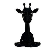 Buddha Style Animal Figure 3D Printing Ornament, Giraffe Meditating Yoga Pose Statue, Matte Cool Trendy Home Decor Black Texture Decorative Sculpture