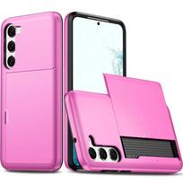 Skirta Samsung Galaxy S26 S25 S24 Ultra S22 Plus S23 S21 S20 FE 20 A17 A55 Piniginės tipo dėklas Kortelių laikiklis Atsparus smūgiams telefono dėklas Galaxy S20 rožinė
