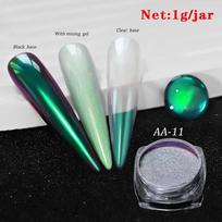 9Colors Magic Aurora Chrome Nail Powder Mirror Effect Neon Chameleon Nail Glitter Highlight Moonlight Nail Rubbing Dust 0.2g/jar