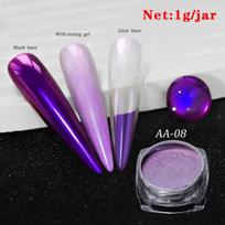 9Colors Magic Aurora Chrome Nail Powder Mirror Effect Neon Chameleon Nail Glitter Highlight Moonlight Nail Rubbing Dust 0.2g/jar