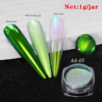 9Colors Magic Aurora Chrome Nail Powder Mirror Effect Neon Chameleon Nail Glitter Highlight Moonlight Nail Rubbing Dust 0.2g/jar