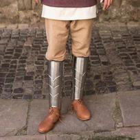 Fantasy Avenger Greaves Polished Steel Leg Armor Medieval Shin Guards for Men Perfect for Cosplay, LARP and Renaissance Festivals beige