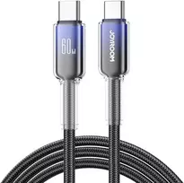 Joyroom S-A42 Crystal-Clear serijos duomenų perdavimo ir įkrovimo kabelis | USB-C į USB-C | 60W | 1,2 m | juodas