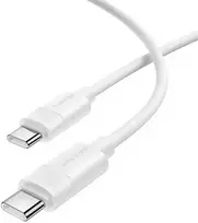 Borofone BX123 Leya duomenų perdavimo ir įkrovimo kabelis | USB-C į USB-C | PD | 60W | 1 m | balta