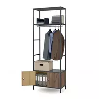 Jan Nowak Atvira biuro lentyna su drabužių kabykla, recepcijai ir laukiamajam, metalinė, antracito/riešuto spalvos, 800x2200x400 mm: ARIEL Eco* Design (5907367512779)