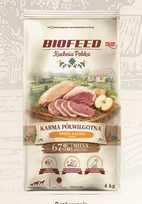 BIOFEED Kuchnia Polska Adult Šviežia antis su kalakutiena 1 kg – pusiau drėgnas Super Premium pašaras suaugusiems visų veislių šunims