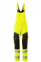 Hi.vis. bib-trousers19569 Safe stretch zones CL2, yellow/bla 82C46, Mascot