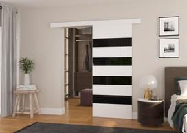 Stumdomos durys MILOU 96, 96 x 205 cm, balta/juoda