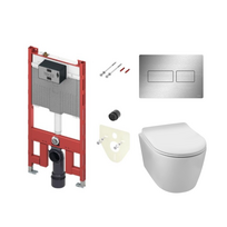 Potinkinio WC rėmo komplektas Tece Octa II 9300502 + WC puodas Balneo Luxa Tornado rimeless + WC mygtukas Tece Solid nerūd. plien 9240430
