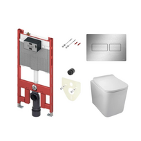 Potinkinio WC rėmo komplektas Tece Octa II 9300502 + WC puodas Balneo Luga rimeless + WC mygtukas Tece Solid nerūd. plien 9240430