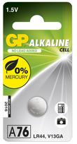 GP A76 LR44 AG13 šarminė baterija, 1.5V, 110mAh, 1 vnt.