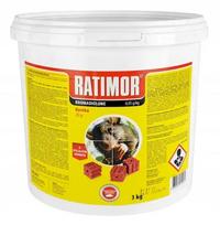 „RATIMOR“ rodenticidas pelėms ir žiurkėms, raudoni vaško blokeliai, bromadiolonas, 3 kg