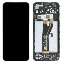 Ekranas Samsung A145 A14 4G su lietimui jautriu stikliuku ir rėmeliu Black ORG