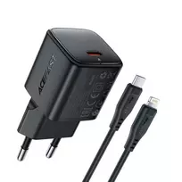 Įkroviklis Acefast A117 20W GaN USB-C + USB-C to Lightning 1.2m cable juodas