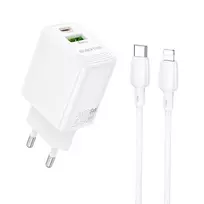 Įkroviklis Borofone BN27 20W USB-C/USB-A + USB-C to Lightning cable 1.0m baltas