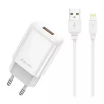 Įkroviklis Jellico EU01 2.4A USB-A + USB-A to Lightning cable 1.0m baltas