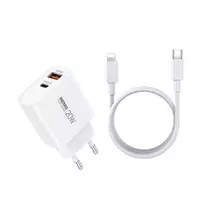 Įkroviklis Remax RP-U120 20W USB-C/USB-A + USB-C to Lightning cable 1.0m baltas