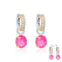 Sidabriniai auskarai „Flamingo (Electric Pink)“ su Swarovski® kristalais