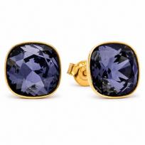 Sidabriniai auskarai „Glare (Graphite)“ su Swarovski® kristalais