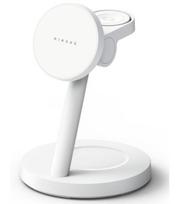 Baltas belaidis Qi2.2 25W pakrovėjas - stovas "Ringke 3in1 Magnetic Magsafe Wireless Charger"