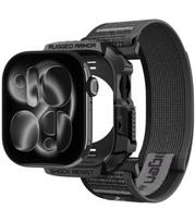 Juodas dėklas + apyrankė Apple Watch 10 / 11 / 12 (46 mm) laikrodžiui "Spigen Athlex Air + Rugged Armor"