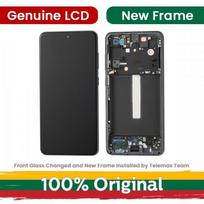 LCD ekranas Samsung G990 S21 FE su rėmeliu / baltas / (Renewed: Telemax)