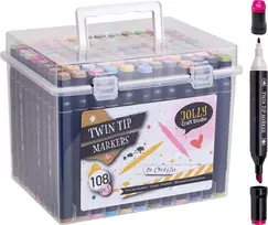 DVIPUSIAI MARKERIAI 108VNT DĖŽUTĖJE