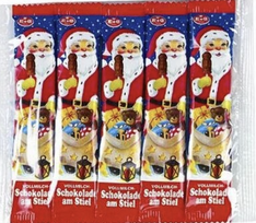 LOLLY CHOC COMPANY pieniškas šokoladas Kalėdų Senelis ant pagaliuko 5x15g TERMINAS 01.08.2027.