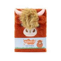„Highland Coo“ pliušinis karvės motyvuotas A5 sąsiuvinis