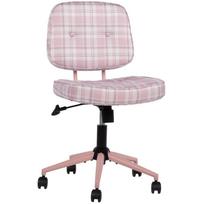 Home4You Darbo kėdė CEDRIC 40941, 48-58cm, 80kg, languotas poliesterio audinys, supimosi mechanizmas, plastikiniai ratukai