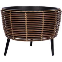 Home4You Gėlių vazonas WICKER 38222, 44x44x34cm, rudas, plastikas, metalinis rėmas, vidinis vazonas 38x19cm, be skylės
